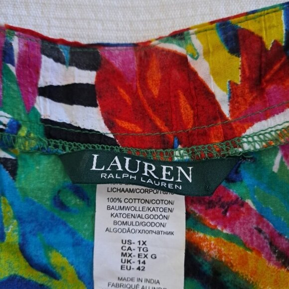 Lauren Ralph Lauren women's 1X Rainforest Tropical Farrah Mini swim cover up - Picture 5 of 11